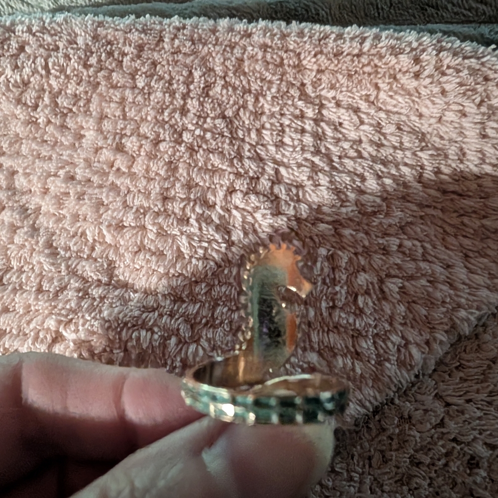Seahorse Ring Adjustable - Green, Blue, Gold - Picture 5 of 6